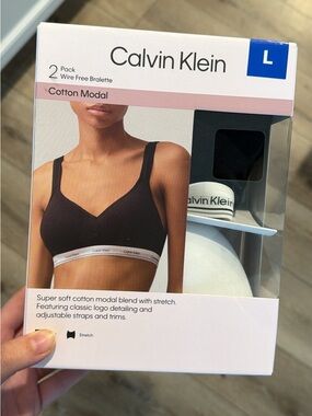 Calvin Klein 2-Pack Cotton Modal Wire-Free Bralettes — Black & White